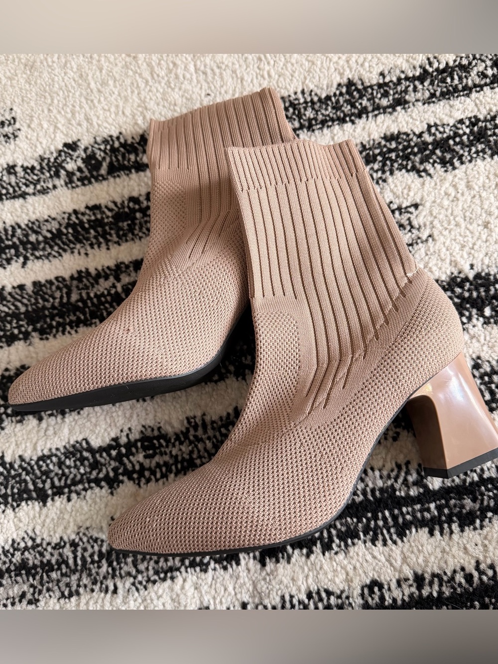 SHEIN Knit Sock Ankle Boots in Taupe - Women's Fashion Boot size 8.5